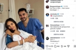 迎来第三个孩子!京多安社媒晒在产房和妻子、婴儿的合照